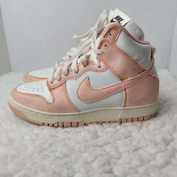 Nike Dunk High Top Womens Sneaker Size 8 Denim Corral White Leather DV1143-800